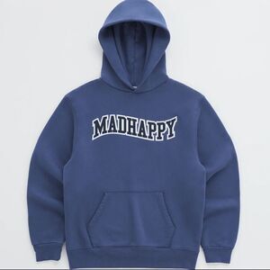 Madhappy Unisex Appliqué Wave Fleece Hoodie Navy Medium NEW